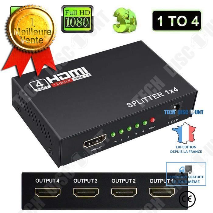 TD® Répartiteur TV haute résolution 1080p 4k amplification visionner contenu qualité multimédia appareil photos téléphone ordinateur