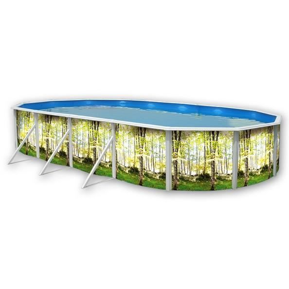 TOI Kit Piscine Hors-sol Acier  Bosque Ovale D&eacute;coration Bosquet 7.30 X 3.66 X 1.20m 