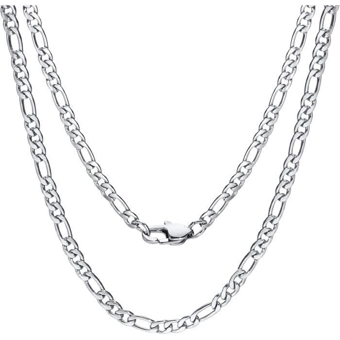 Chaîne En Argent Sterling 925 Pour Homme - Style Figaro 6 Mm, Longueur Réglable 18" à 30"