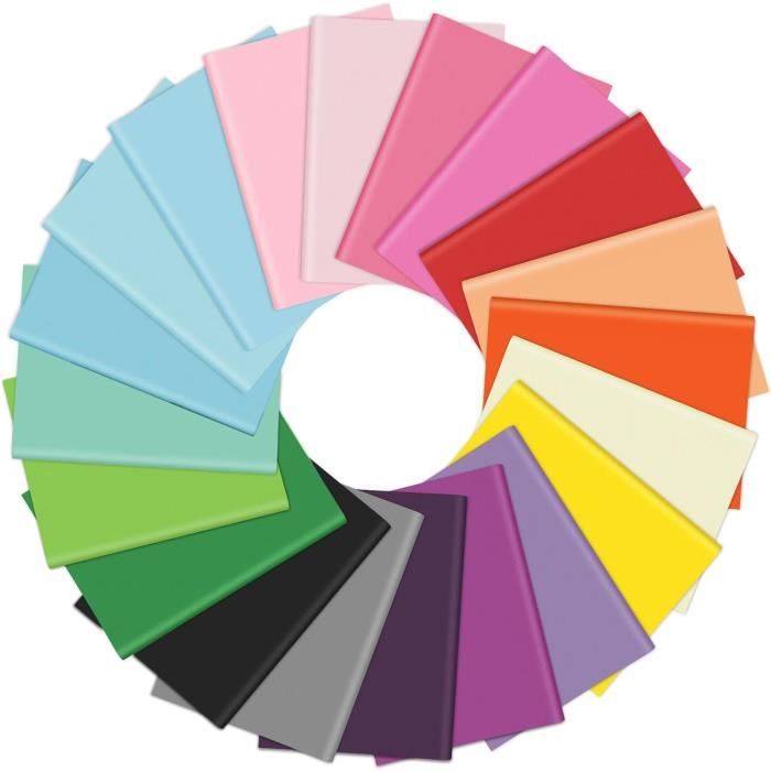 Lot de 20 feuilles de caoutchouc mousse - Multicolore - Autocollantes - DIN A4 - 2 mm - Idéal pour le bricolage