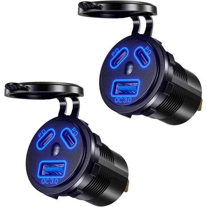 Chargeur Voiture Double USB 45W Type-C + 18W QC3.0 - Affichage Tension, étanche, Charge Rapide Pour Téléphone - 10