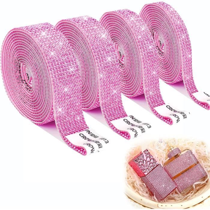 XSDSLS - 4 Rouleaux De Ruban Strass Autocollant - Déco Cristal Pour DIY Et Projets Créatifs
