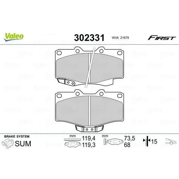 Plaquette de frein gamme first Toyota lcruiser 04.96> - VALEO - 302331