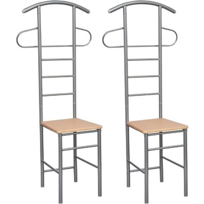 Chaise valet de nuit bois et métal design unique (lot de 2)