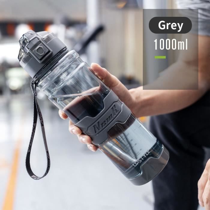 GOURDE,Direct-Gray-1000ml--Bouteille'eau Portable en plastique de sport,  gobelet Transparent anti fuite de grande capacité 700-1000