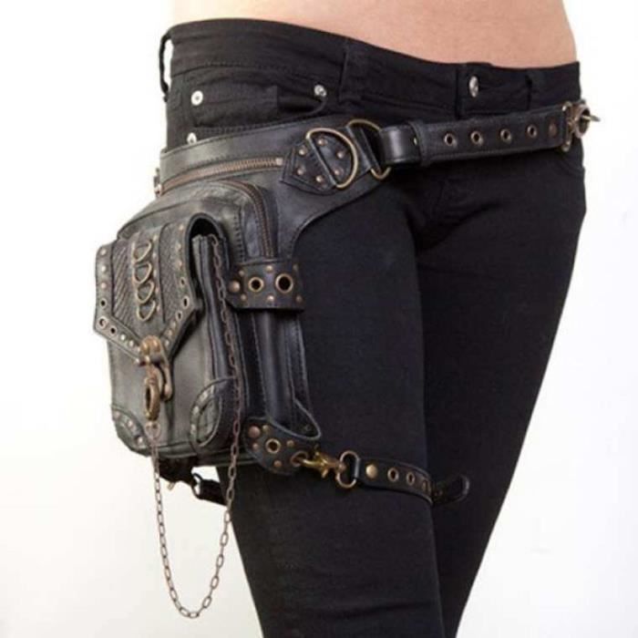 Ceinture Cuir Steampunk Avec Sac à Jambe - Style Médiéval - Réglable - Pour Cosplay Et RPG