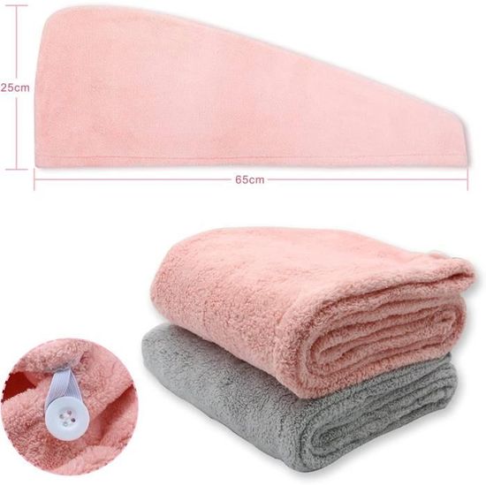 Soin Cheveux Sans Abîmer Serviettes Microfibre Pour Cheveux Yagaspantery - 2 Pièces Super Absorbantes Avec Boutons - Gris Et Marine Serviette Cheveux Bouclés