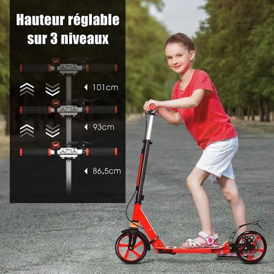 GOPLUS Trottinette Enfant Pliable – 2 Roues Lumineuses – Guidon Réglable 70/75/80 Cm – Frein Arrière – Max 50 Kg – Dès 3 Ans