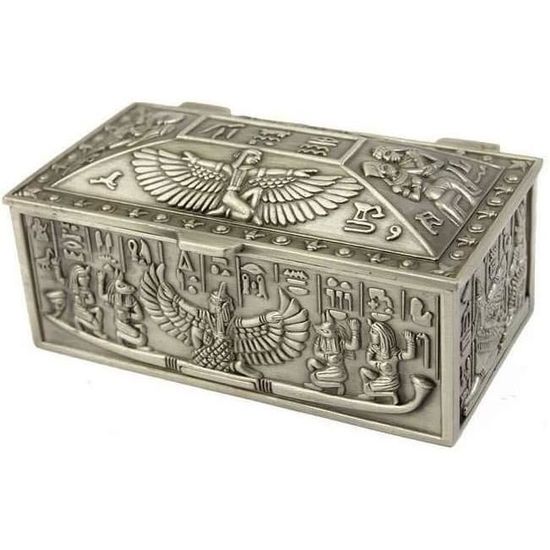 Coffret Isis Ailée – Boîte Métal Égypte Antique 9×5×4,2 Cm – Rangement Bijoux, Clés, Déco Pharaonique