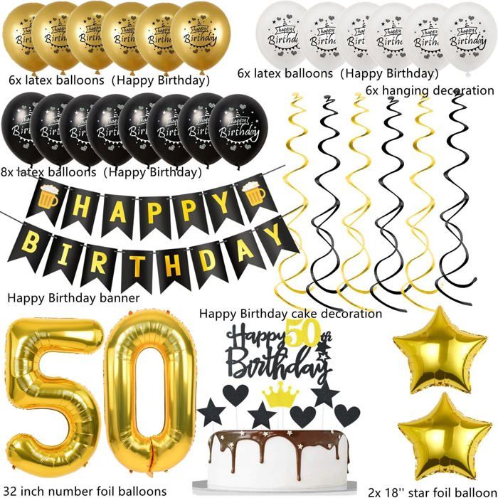 Homme à Faire Soi Même DECORATION ANNIVERSAIRE 50 Ans Arche Ballon Anniversaire 50 Ans Ballons Ballons 50 Ans Latex Et Aluminium