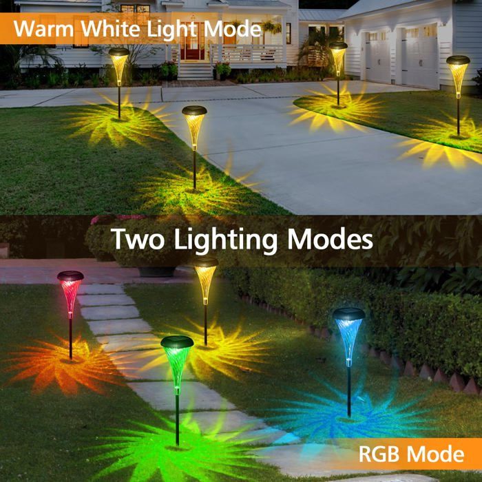 2 Lampes Solaires Extérieur Jardin – Blanc Chaud + RVB – Étanche IP65 – Neuf