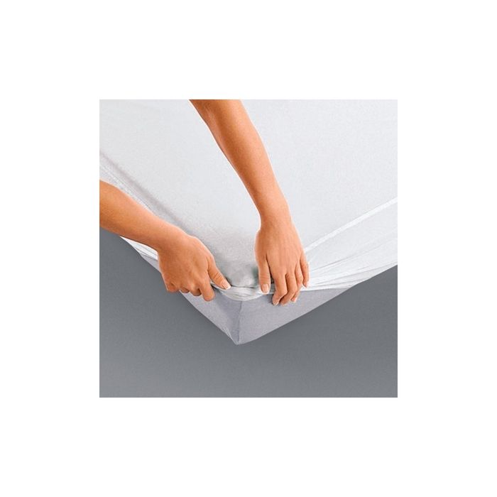 Protège Matelas Imperméable Alpes Blanc - Coton 200g/m², Taille 2x70x190 Cm, Traitement Anti-acariens - 2