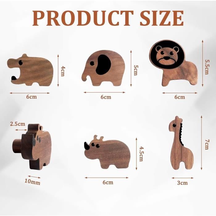 5 Pièces Crochets Muraux Enfant, Porte Manteau Mural Bois Patere Enfant Crochet En Forme D'Animal, Decoration Murale Bois Pour Armoire Cuisine Salle De Bains Chambre à Coucher, Poignée De Meuble (5