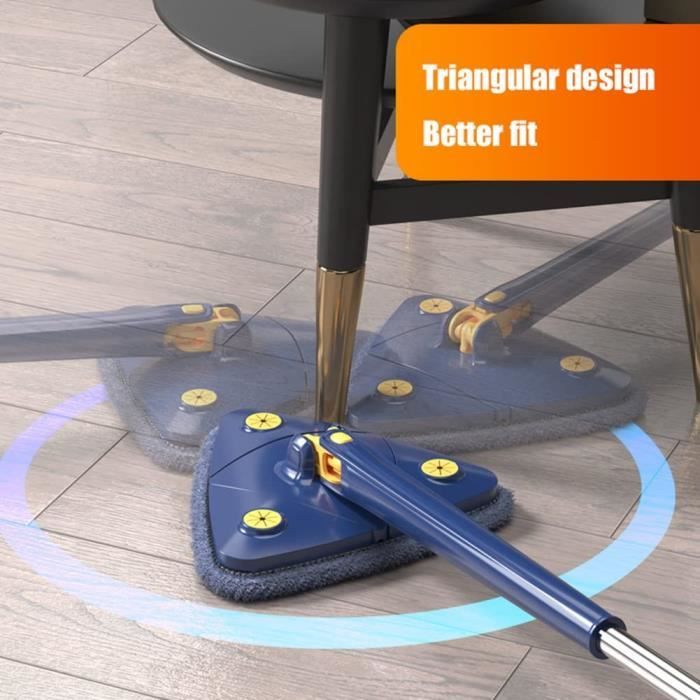 Balai Microfibre Triangulaire ZEBROAU - Télescopique, Rotatif 180°
