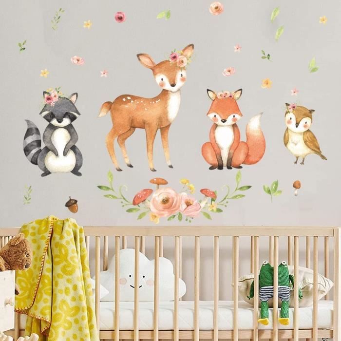 Stickers Muraux Animaux Pour Chambre D'enfant - Déco Adhésive Amovible Et Colorée - ANHUIB - 9