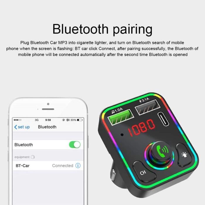 Transmetteur FM Bluetooth Voiture, Allume Cigare Bluetooth 5.0 Émetteur  Radio,Double Recharge USB - Cdiscount Auto