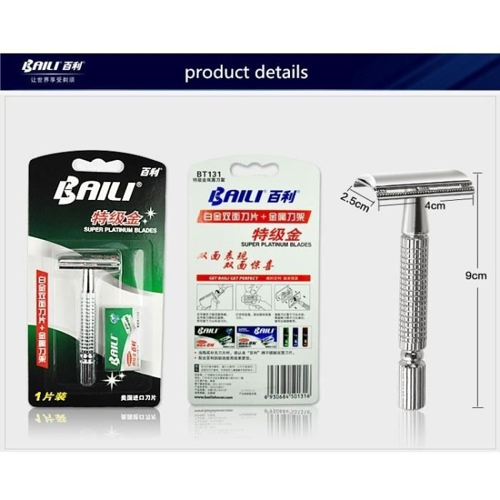 Rasoir De Sécurité Classique En Alliage De Zinc - Compatible Lames Double Face - Neuf