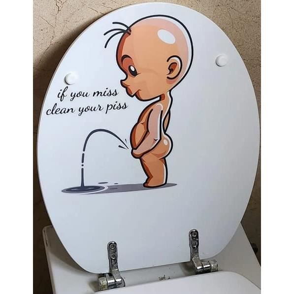 Autocollant De Toilette Avec Logo Méchant Et Inscription « Clean Your Piss » - Autocollant Mural En Vinyle Imperméable - Amovible - Pour Toilettes