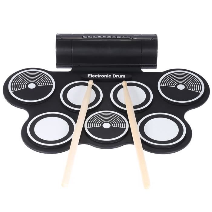 9 Pads Batterie électronique Portable Roll Up Drum Kit USB MIDI Drum avec  Pilons Pédale pour Débutants