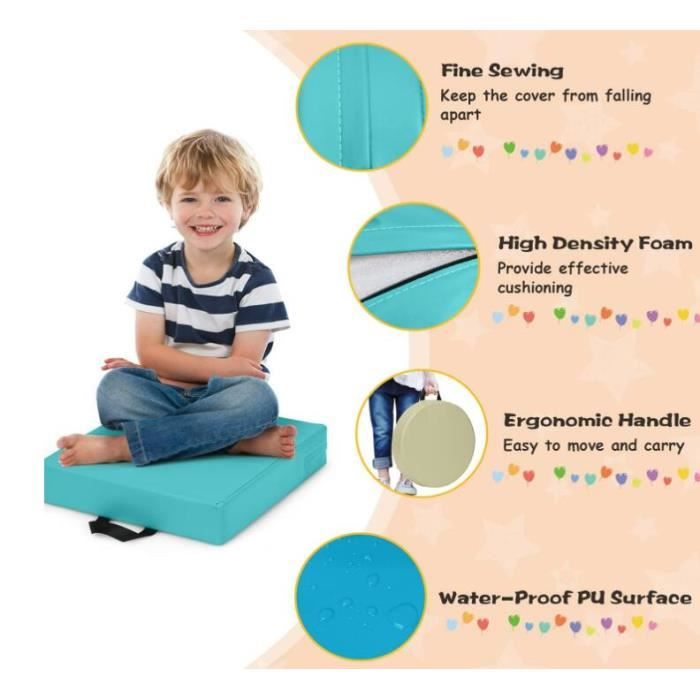 GOPLUS 6 Coussins de Sol pour Enfants, avec Poignée pour Rangement Facile, pour Extérieur et Intéreur (Vert+Bleu | Rond) - Maison GOPLUS 6 Coussins de Sol pour Enfants, avec Poignée pour Rangement Facile, pour Extérieur et Intéreur (Vert+Bleu | Rond) - Maison