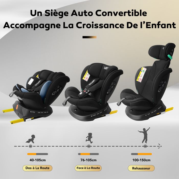 Kinderkraft I-GROW Siège auto bébé, I-SIZE 40-150 cm, 0 à 36 kg évolutif, dès la