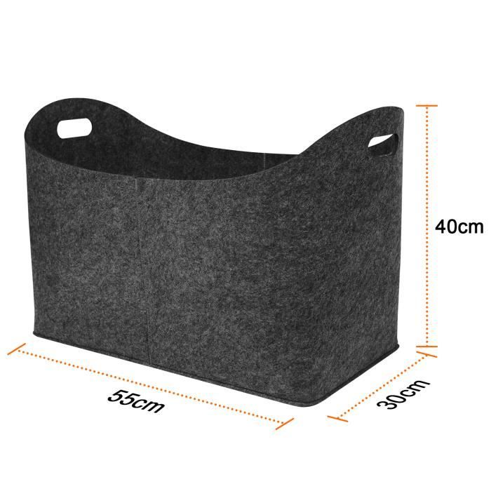 Sac Porte Bûches, 2pcs Panier à Bûches de Cheminée, Panier à bois de Chauffage, Sac de Rangement pour Journaux, Paniers Pique-Nique, Jouets, Faire du Shopping, etc(Gris, 50 x 25 x 25 cm