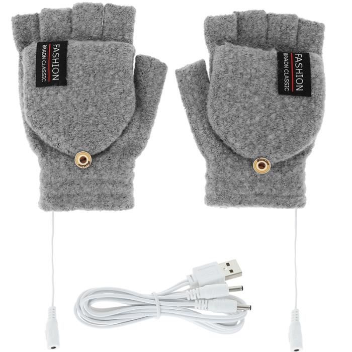 Gants - moufles de ski,Gants chauffants USB pour hommes et  femmes,équipement chauffant électrique,demi-doigt,en - Grey[D35068] -  Cdiscount Sport