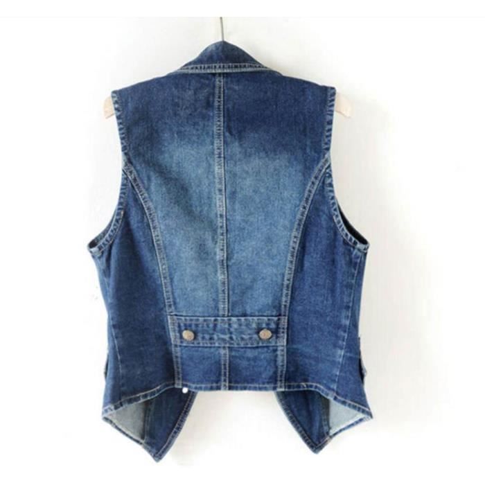 Gilet en jean sans manche femme best sale