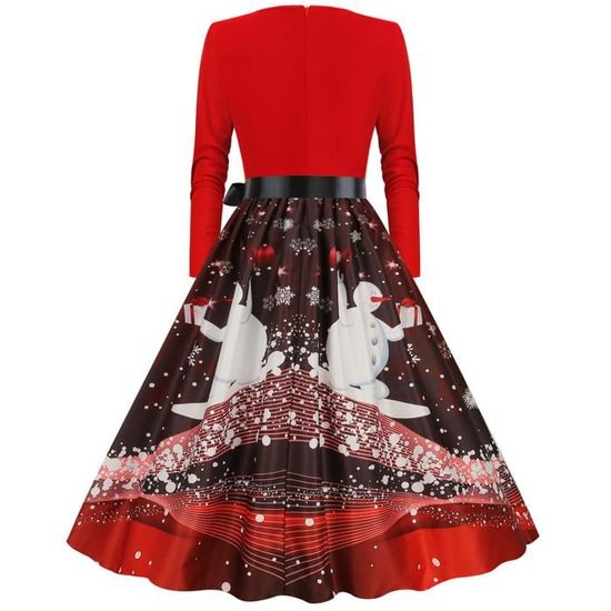 Robe Noel Femme Chic Robe Moche Impression Noel Robe Bonhomme de Neige Robe Mere Noel Femme Trapeze Mariage Cocktail Albatre Albatre Cdiscount Pret a Porter