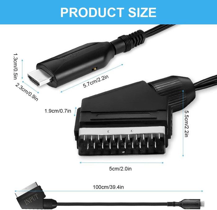 Convertisseur RCA Vers HDMI LiNKFOR Avec Câble Intégré 60 Cm - Compatible Wii, PS2, XBOX, N64, Sortie 1080P/60Hz