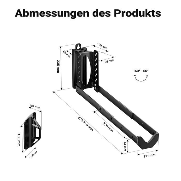 Range-vélo mural pliable pour 3 bicyclettes et 2 casques – 824 x 180 x 136 mm – Capacité totale