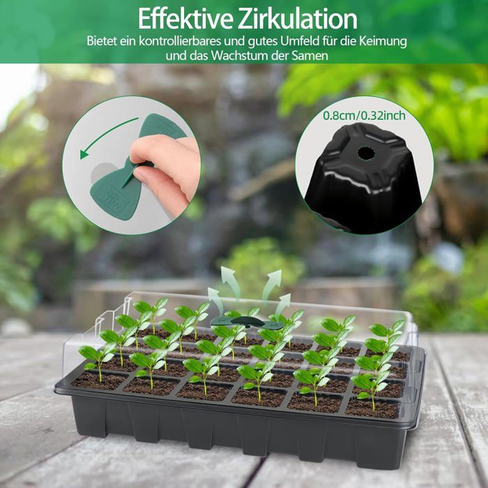 Kit 5 Mini Serres De Culture 120 Cellules CNNIK - Avec Couvercle Et Étiquettes - Pour Semis Intérieur/Extérieur