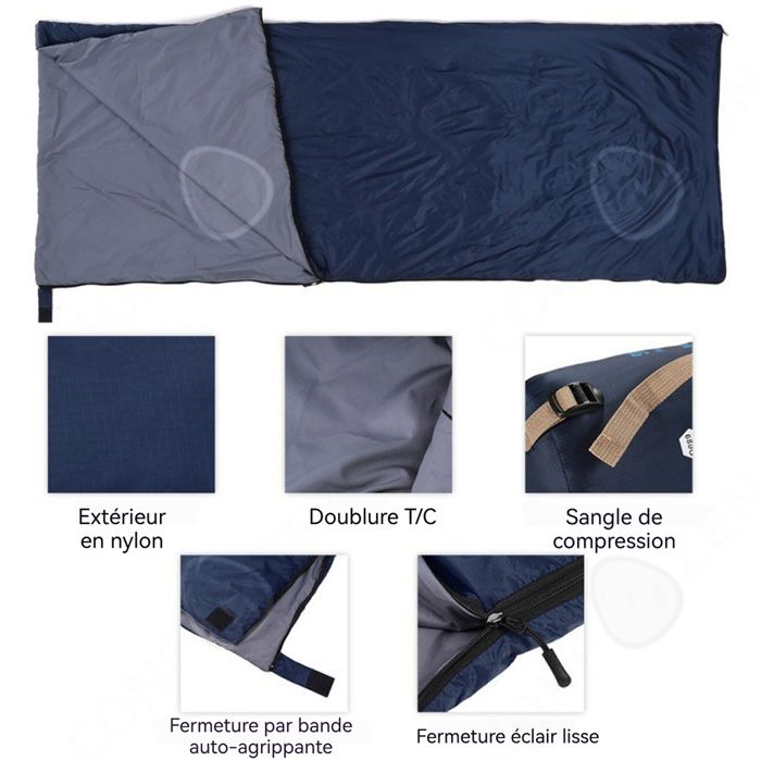 Sac De Couchage Duvet -15°C - Format Momie, Taille 210x80cm, Pour Randonnée Et Voyage