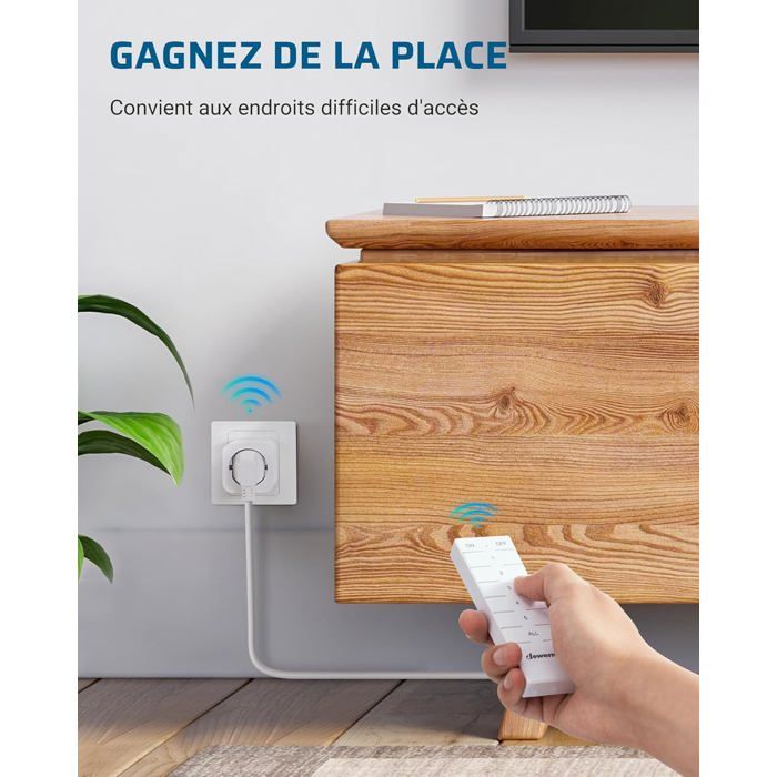 DEWENWILS Lot De 4 Prises Télécommandées 16A/3680W Avec 1 Télécommande - Portée 30m, Certifiées CE