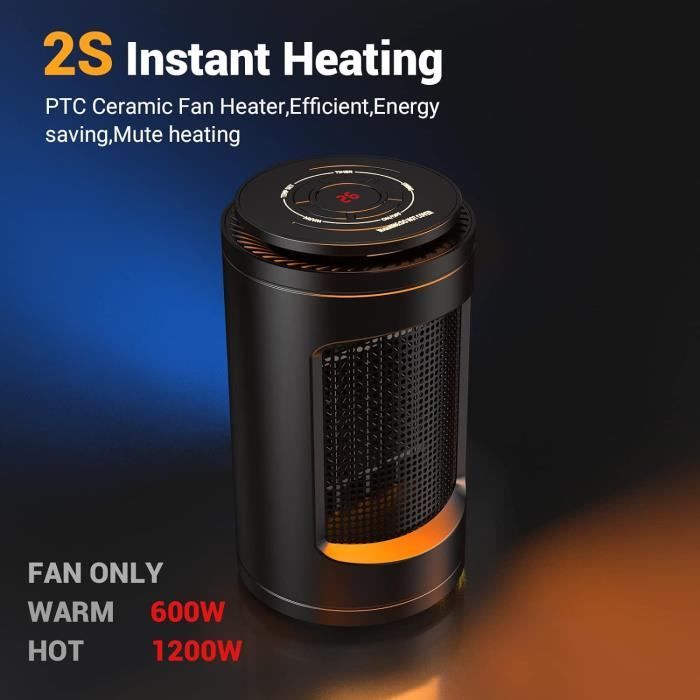 Radiateur soufflant 2000W oscillant avec thermostat - Warm Tech