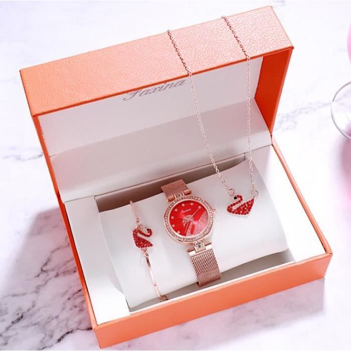 Coffret Cadeau Montre Femme Bracelet Femme Cygne Collier femme