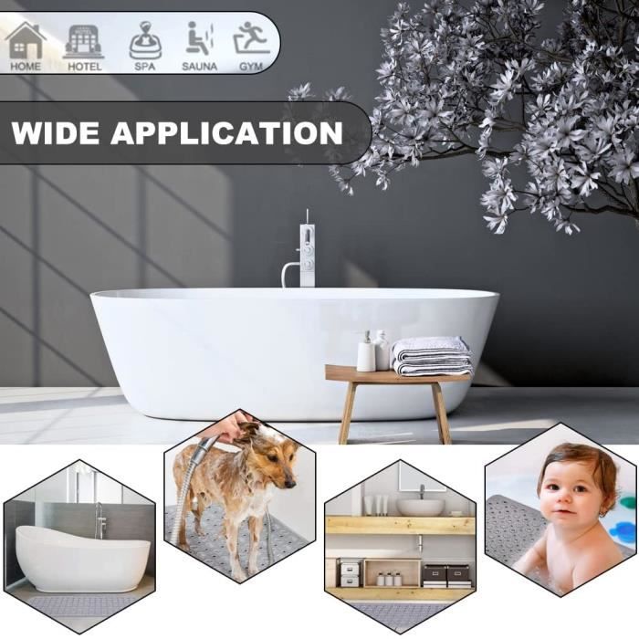 Tapis De Douche Antidérapant Carré 60x60 Cm - Avec Ventouses, Anti-moisissure, Facile à Nettoyer
