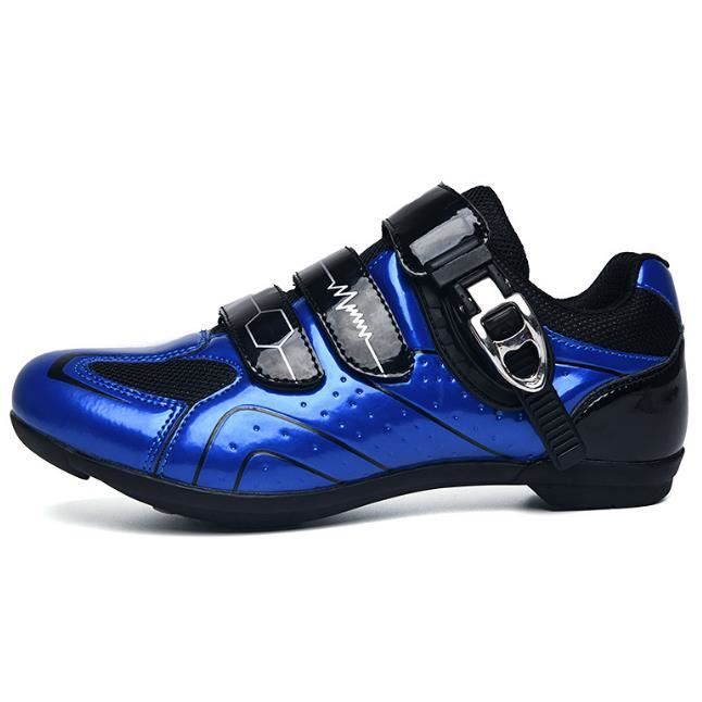 Chaussures Velo Homme Cycling Lock Route et VTT Bleu Respirant