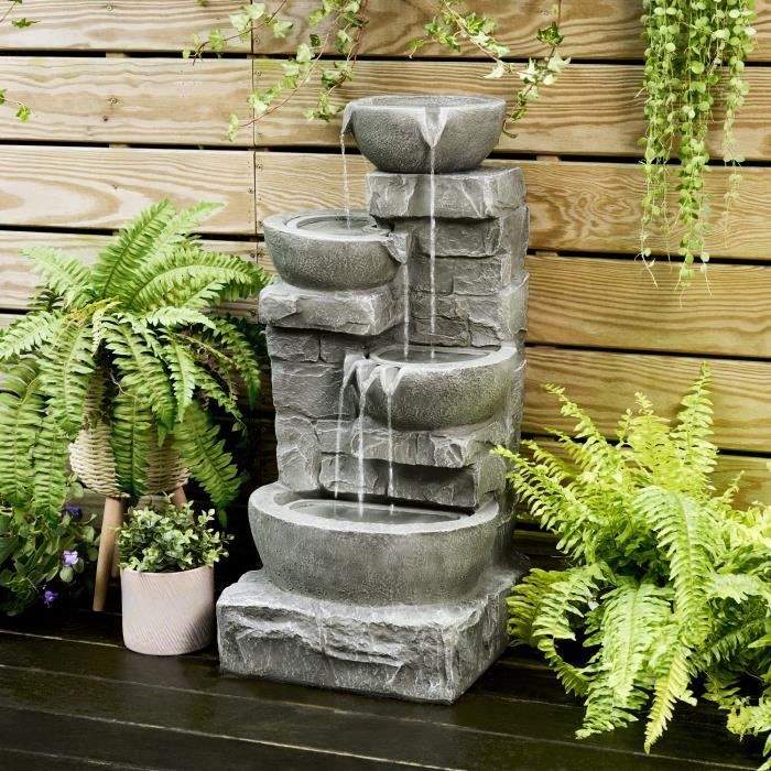 Fontaine D'Eau De Jardin Antikas - Colonne Sur Pied 63 Cm Avec Robinet - Vert Foncé Aluminium