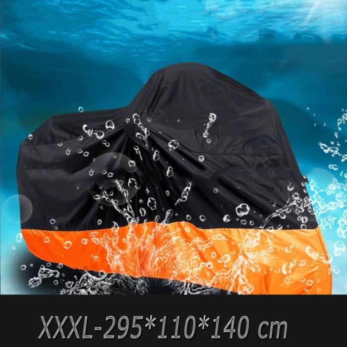 EMSMIL Housse de Protection Bâche pour Moto Scooter Imperméable Couverture 190T Oxford Noir étanche Protège de la Poussière Résistant au Froid et intempéries 265 x 105 x 125 cm XXXL
