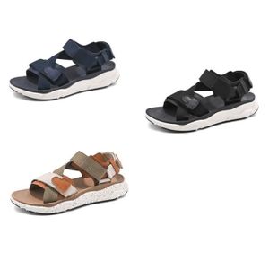Sandales à glissière pour Hommes Bout Ouvert Sangle Fixe Rivet Renfort en Cuir antidérapant Sandales à glissière d'été, Light Brown, 40 EU