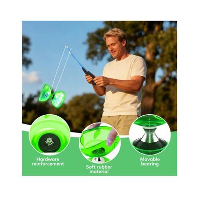 Diabolo LED Avec Roulement à Billes 4,5 Mm – Kit Jonglerie Lumineux 4 Couleurs, Caoutchouc Incassable, Sac De Transport, Débutant Et Pro