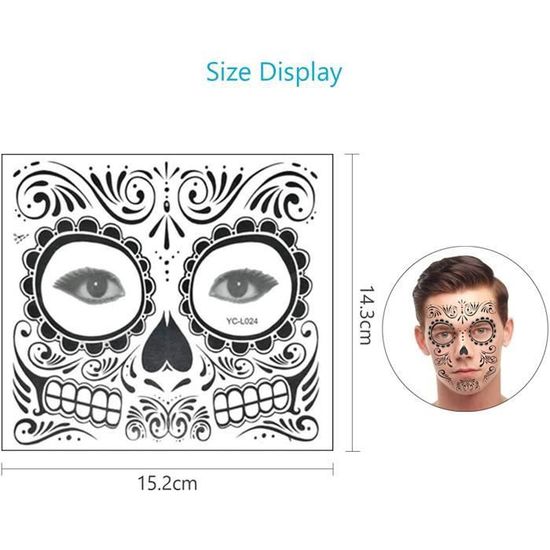 Stickers Tatouages éphémères Halloween Pour Visage - 8 Motifs, Résistants à L'eau, Facile à Appliquer