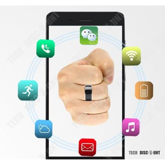 Bague Connectée Sport Fitness Tracker Pour IOS Android - Acier Inox, Tailles 18 à 21 Mm, Unisexe !