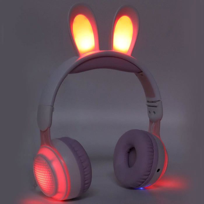 Casque Bluetooth 5.0 Antibruit Actif Pliable Avec Lumières RVB - Jaune, Idéal Pour Enfants Et Ados