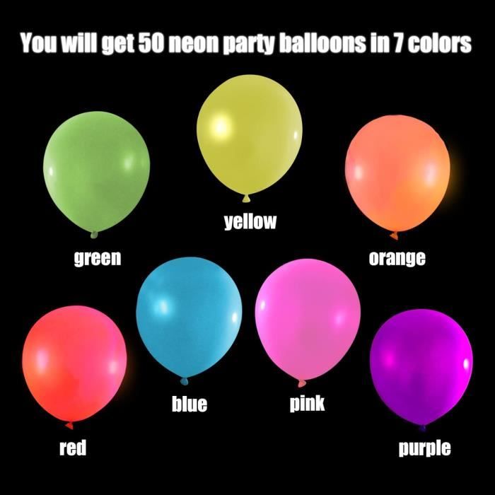 Lot De 50 Ballon Fluorescent, Fluorescent Soirée Deco Fluo, Ballon Fluo En  Latex, Fluo Party Ballon Lumineux, Pour Les Anniv[8657J] - Cdiscount Maison