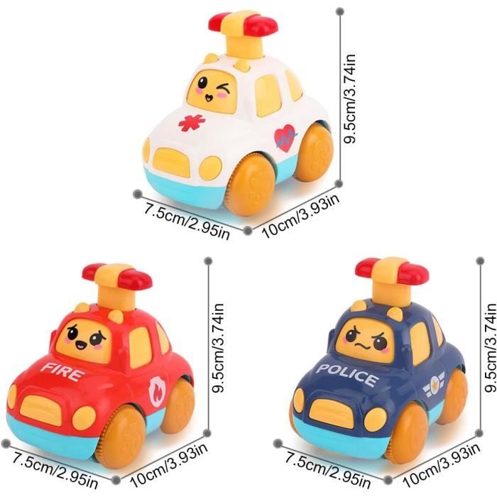 Voiture jouet pour enfants de 2 à 3 ans, 4 voitures jouet à inertie, voiture de police, ambulance, petite voiture jouet pour garçon