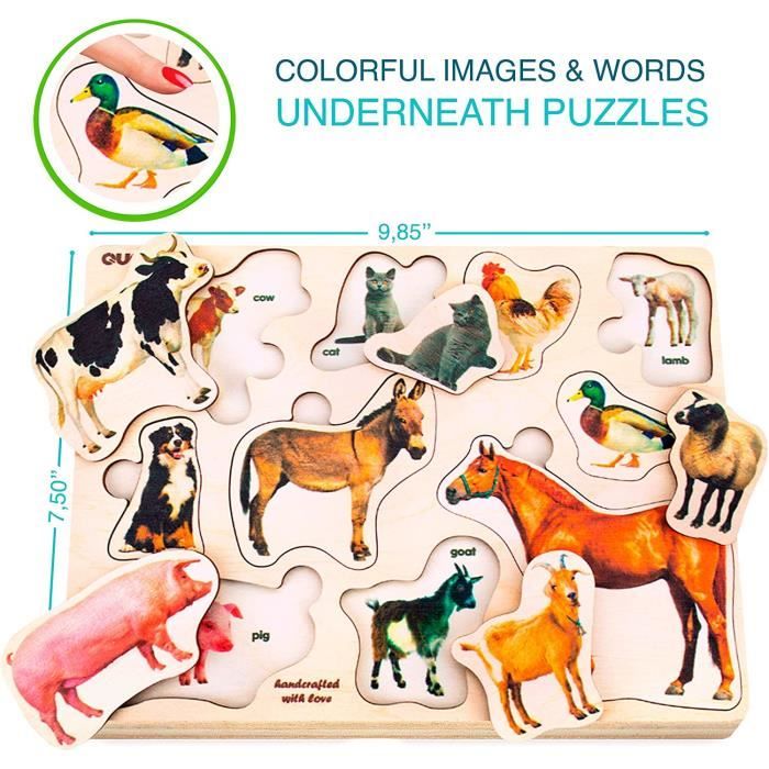 Puzzles pour tout-petits Puzzles animaux Cadeau pour 2 3 4 ans
