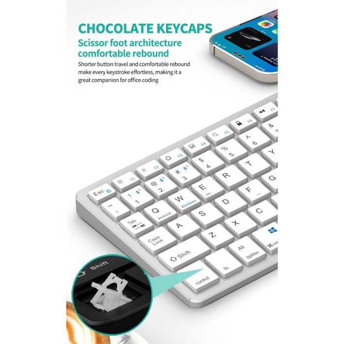 Combo Clavier Souris Sans Fil IClever - AZERTY Français, Rechargeable USB-C | Bluetooth Et 2.4G