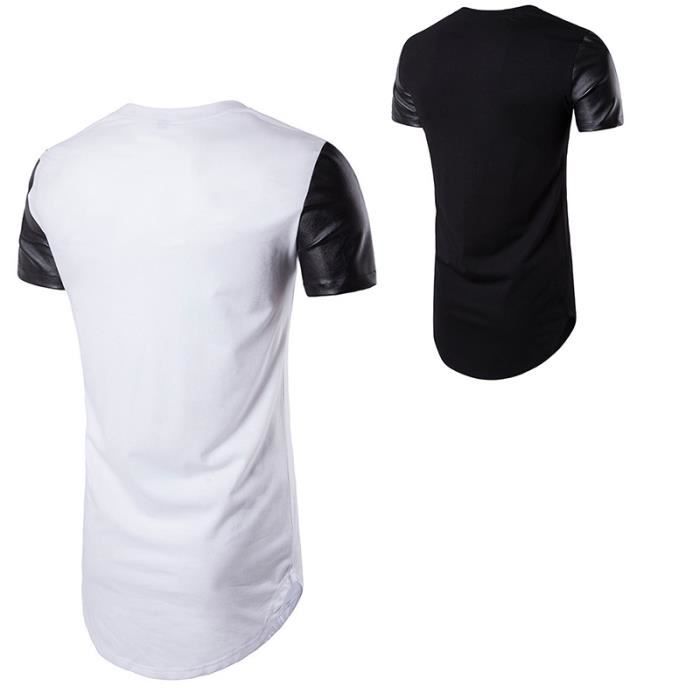 T-shirt Homme En Cuir Brillant PVC - Col Rond, Manches Courtes, Neuf Avec étiquettes